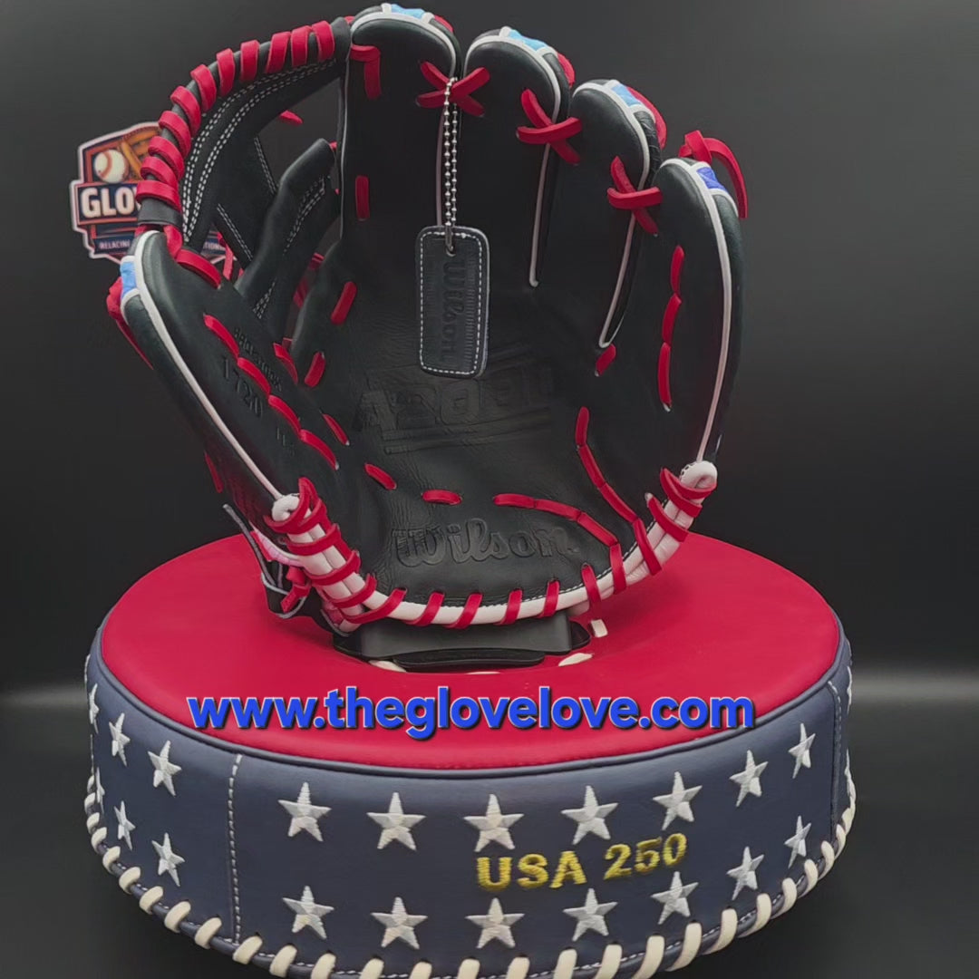 2026 USA 250 A2000® 1720SS Limited Edition sitting on BallPlayersBalm Limited Edition USA 250 pounding pad!